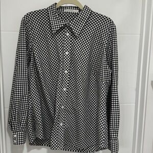 Foxcroft Black & White Gingham Button-Down Shirt | Whimsigoth | Plus Size | Alt